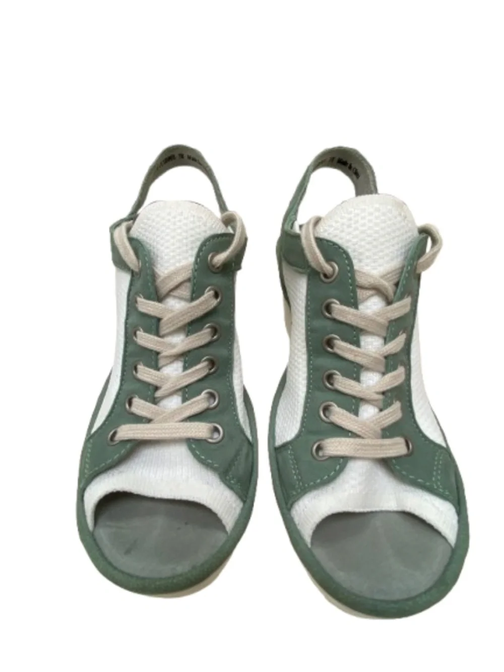 ✨NWOB✨ FLY LONDON Yedu Wedge Sandals White & Green